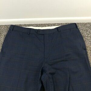 2020 Brooks Brothers Dress Pants Wool Blue Windowpane Plaid 42x32 Regent Fit